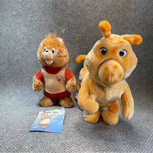 1985 Teddy Ruxpin Bear & Grubby Caterpillar UNTESTED Missing Battery Compartment